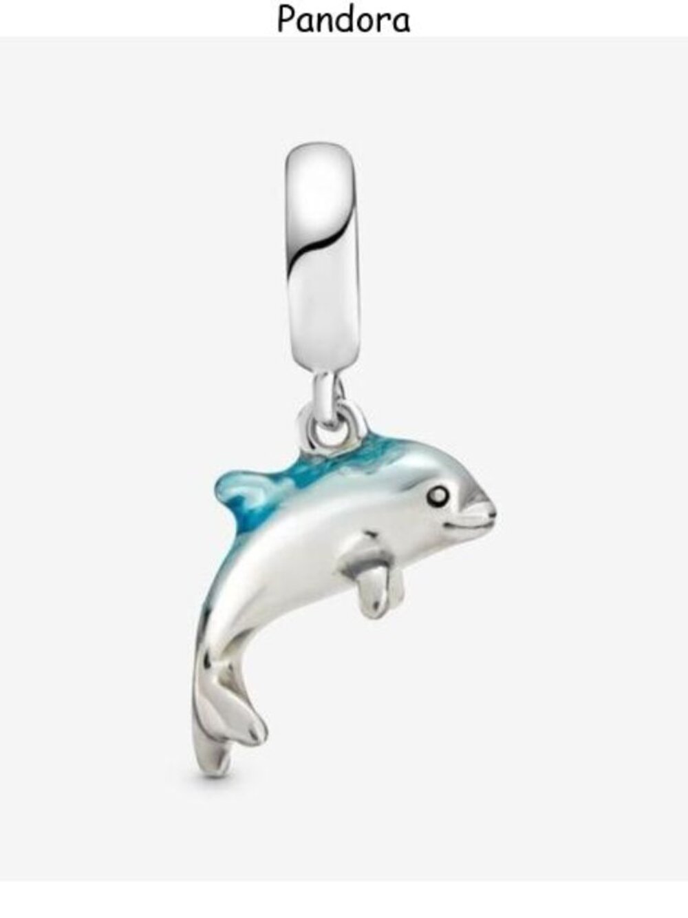 Pandora Silver Dolphin Charm with Blue Enamel Accent